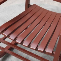 Outsunny Outdoor Rocking Chair, Patio Rocking Chair with Smooth Curves, High Density Wooden Rockers for Lawn Garden Porch, Supports Up to 350lbs, Wine Red(m-8)