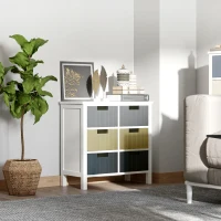 HOMCOM 6 Drawer Dresser, Chest of Drawers with Table Top, Clothes Closet for Living Room, Multi-Color(m-8)