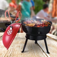 Outsunny Outdoor Lightweight Charcoal Grill Anti-Scald Handle Air Outlet Design Red(m-8)