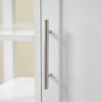 HOMCOM Kitchen Island Cart, Rolling Kitchen Island with Storage Shelf, Solid Wood Top, Drawer, for Dining Room, White(m-9)