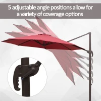Outsunny 10ft Cantilever Patio Umbrella with 360° Rotation, Crank & Cross Base for Garden Deck Pool Backyard, Wine Red(m-5)