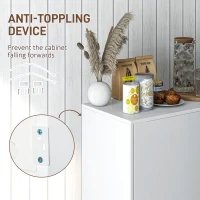 HOMCOM Kitchen Sideboard Storage Cabinet, Modern Coffee Bar with Push-Open Design and 2 Drawers for Living Room, White(m-7)