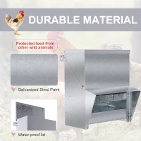 PawHut Automatic Chicken Feeder, No-Waste Poultry Feeder with Protective Lid for up to 4 Chickens, Holds 13 L of Feed(m-4)
