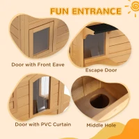 PawHut 2-story Cat House Outdoor, Weatherproof Wooden Cat Enclosure for Feral Cats with Escape Door, Openable Roof, Jumping Platforms, Natural(m-5)