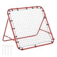 HOMCOM Volleyball Rebounder Net Football Training Aid Kickback Target Play Red(m-2)