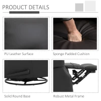 HOMCOM Manual Recliner Chair PU Leather Office Home Theater Single Sofa with Arm, Footrest, Nailhead Trim Padded Seat, 360° Swivel and Rocking Function for Living Room Bedroom Brown(m-7)