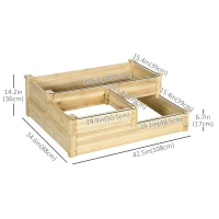 Outsunny 3 Tier Raised Garden Bed, Wooden Raised Planter Box Kit for Growing Vegetables, Herbs, Flowers, 42.5"x 34.6" x14.2", Natural(m-3)