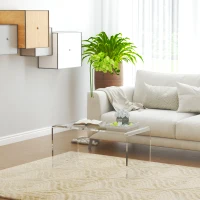HOMCOM 0.6" Thick Acrylic Coffee Table, 32" Long Rectangle Waterfall Coffee Table, Clear(m-10)