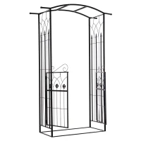 Outsunny 7' Metal Garden Arbor Arch with Lucky Leaf Clover Doors for Ceremony, Weddings, Party, Backyard and Lawn(m-11)