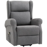 HOMCOM Wingback Lift Chair for Elderly, Power Chair Recliner with Footrest, Remote Control, Side Pockets, Grey(m-11)