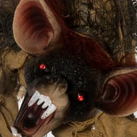 Outsunny 28" Life Size Outdoor Halloween Decorations Hanging Bat Opening Month, Animated Prop with Sound and Motion Activated Light Up Eyes, Sound and Laughter(m-8)