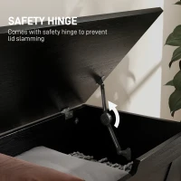 HOMCOM 31.5 Inches Storage Chest, Storage Trunk with 2 Safety Hinges, Wooden Box for Living Room, Black Wood Grain(m-5)