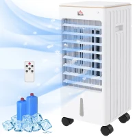 HOMCOM Room Air Cooler with Ice Packs, Ice Cooling Fan Water Conditioner Humidifier Unit with Remote, Timer, Wheels(m-1)