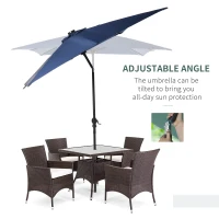 Outsunny 9' x 7' Solar Umbrella, LED Lighted Patio Umbrella for Table or Base with Tilt & Crank, Outdoor Umbrella for Garden, Deck, Backyard, Pool, Beach, Blue(m-6)