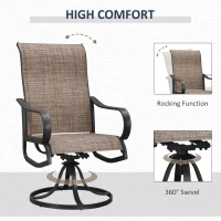 Outsunny 5-Piece Outdoor Patio Dining Set, 4 Swivel Rocker Chairs and 37" x 37" Dining Table Furniture Set with Umbrella Hole for Garden, Lawn and Backyard, Brown(m-5)