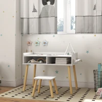 Qaba 3 in 1 Kids Table and Chair Set for Playing, Drawing, Reading, Art, Craft, for Nursery, Playroom, Grey(m-8)