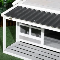 PawHut Wooden Dog House with Porch, Dog House Outdoor with Tilt Roof, Front Door, Windows for Medium Large Sized Dog(m-9)