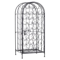 HOMCOM 35 Bottle Wrought Iron Wine Rack Cabinet with Lock,  Black(m-10)
