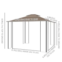 Outsunny 12' x 10' Soft-top Patio Gazebo Covered Gazebo Backyard Tent with Double Tier Roof and Netting Sidewalls, Brown(m-3)