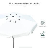 Outsunny 8.5 ft Outdoor Market Table Umbrella, Round Patio Umbrella with Tilt and Crank for Garden, Backyard, Deck, Cream White(m-6)