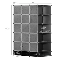 HOMCOM Cube Storage Organizer, DIY 20-Cube Modular Cabinet, Shoe Rack with Doors for Living Room, Black(m-3)