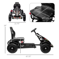 Aosom Kids Pedal Go Kart, Outdoor Ride on Toys with Adjustable Seat, Sharp Handling, Handbrake, 4 Non-Slip Rubber Wheels for Boys & Girls Aged 5-12 Years Old, Black(m-3)