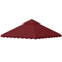 Outsunny 10' x 10' Gazebo Replacement Canopy Cover, 2 Tier Gazebo Roof Replacement TOP ONLY, Burgundy(m-11)