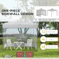 Outsunny 10' x 10' Pop Up Canopy Tent Gazebo with Wheeled Carry Bag and Sides, Height Adjustable for Outdoor, Patio, Garden(m-6)
