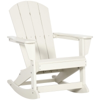 Outsunny Outdoor Rocking Chair, HDPE Adirondack Porch Rocker Chair for Garden, Patio, White