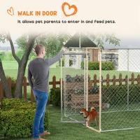 PawHut 19.7' x 7.5' x 7.5' Large Outdoor Dog Kennel Tall Dog Run with Waterproof , UV Resistant Cover, for Large Dogs, Silver(m-8)