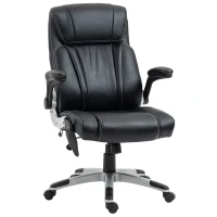 Vinsetto Executive Massage Office Chair with 6 Vibration Points, Heated Faux Leather Computer Desk Chair with Flip-up Armrest, Adjustable Height, Swivel Wheels, Black(m-1)