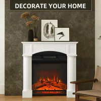 HOMCOM Modern Fireplace Mantel, Freestanding Fireplace Surround for Electric Fireplaces, 43.3" W x 39.8" H, White(m-4)