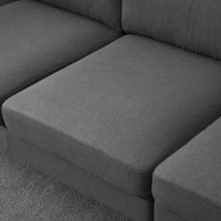 HOMCOM L-Shape Sofa, Modern Sectional Couch with Changeable Chaise Lounge, Pillows and Wooden Legs for Living Room, Dark Grey(m-10)