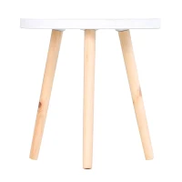 HOMCOM Round Coffee Table, Carved Floral End Table with Tray-style Top and Wooden Legs for Living Room(m-9)