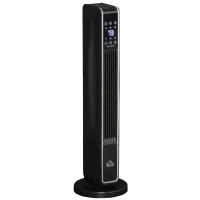 HOMCOM 2-In-1 Portable Electric Tower Heater, Oscillating Space Heater for Indoor Use with Remote Control, 8H Timer, Three Heating Modes(High, Low, Fan), 750W / 1500W, Black(m-11)
