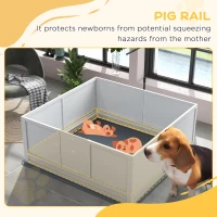 PawHut Whelping Box for Puppies with Pee Pad, Pig Rail, Adjustable Door for Small, Medium & Large Breed Dogs Birth, 49" x 48"(m-6)