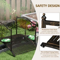 Outsunny 4’ Metal Arch Backyard Garden Bridge with Safety Siderails, Delicate Scrollwork, & Easy Assembly, Black Bronze(m-5)