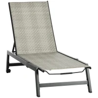 Outsunny Outdoor Chaise Lounge Chair, Waterproof Rattan Wicker Pool Furniture with 5-Position Reclining Adjustable Backrest & Wheels for Beach, Tanning, Poolside, Patio, Mixed Gray(m-1)