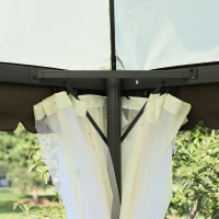 Outsunny 13' x 10' Outdoor Patio Gazebo Canopy with 2-Tier Polyester Roof, Vented Mesh Sidewall & Strong Aluminum Frame, Cream White(m-10)