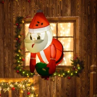 Outsunny 3.4' Inflatable Santa Claus Holding Wreath w/ LED Lights, Blow-Up Outdoor Hanging Display for Garden Party(m-2)
