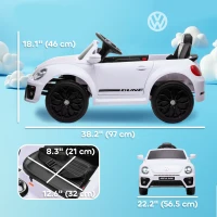 Qaba 12V Volkswagen Beetle Licensed Electric Car for Kids w/ Remote Control, 4 Spring Suspension Wheels, Soft Start, White(m-3)