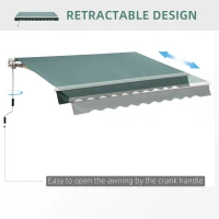 Outsunny 8' x 7' Patio Retractable Awning/Manual Exterior Sun Shade Deck Window Cover, Green(m-8)
