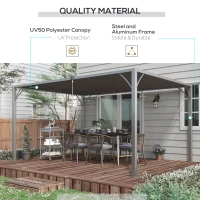 Outsunny 12.8' x 9.7' Outdoor Pergola with Retractable Roof, Aluminium Louvered Pergola Canopy Gazebo for Lawn Garden Patio, Grey(m-5)