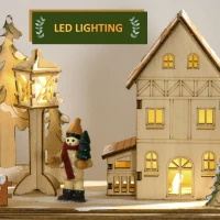 HOMCOM Christmas Advent Calendar, Wooden Countdown to Christmas Table Decoration with 24 Drawers, Lights, Battery Operated(m-4)