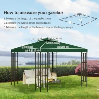 Outsunny 10' x 10' Canopy Replacement 2-Tier Gazebo Canopy Top Cover, Green(m-3)