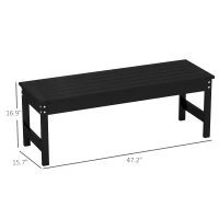 Outsunny 47" Outdoor Bench Seat, HDPE All-Weather Garden Bench, Backless Slatted Patio Bench for Yard, Porch, Park, Black(m-3)