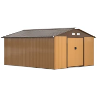 Outsunny Garden Metal Shed, Storage Shed Utility Storage with Double Locking Doors for Bike, Yard Tools, Yellow(m-11)