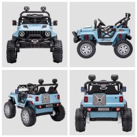 Aosom 12V Kids Ride on Car with Remote Control, Battery-Operated Ride on Toy with Spring Suspension, Led Lights, Music, Horn, 3 Speeds, USB, MP3, Blue(m-8)