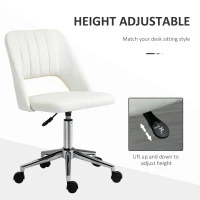 Vinsetto Mid Back Office Chair Velvet Fabric Swivel Scallop Shape Computer Desk Chair, Cream White(m-4)