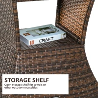 Outsunny Rattan Wicker Side Table, 21.3" Square Outdoor End Table with Umbrella Hole 2-Tier Storage for Patio Garden Mixed Brown(m-5)